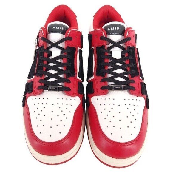 AMIRI Skel Skeleton Low-Top Leather Sneakers 48 US 15 Mens Black Red Defect New - Picture 3 of 16